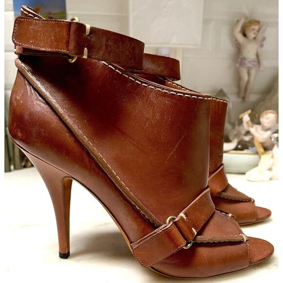 Givenchy Bootie Boot Cognac 39.5 heel ankle strap leather - Picture 1 of 13